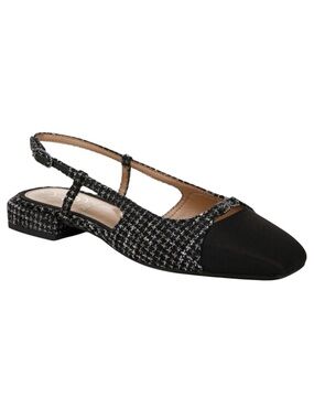 NWT Sam Edelman Kara Black Boucle Tweed Slingback Flats Size 6 Office Chic